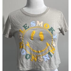 OLE SMOKY MOONSHINE Crop Top Tee Women's S Smile Hippie Casual